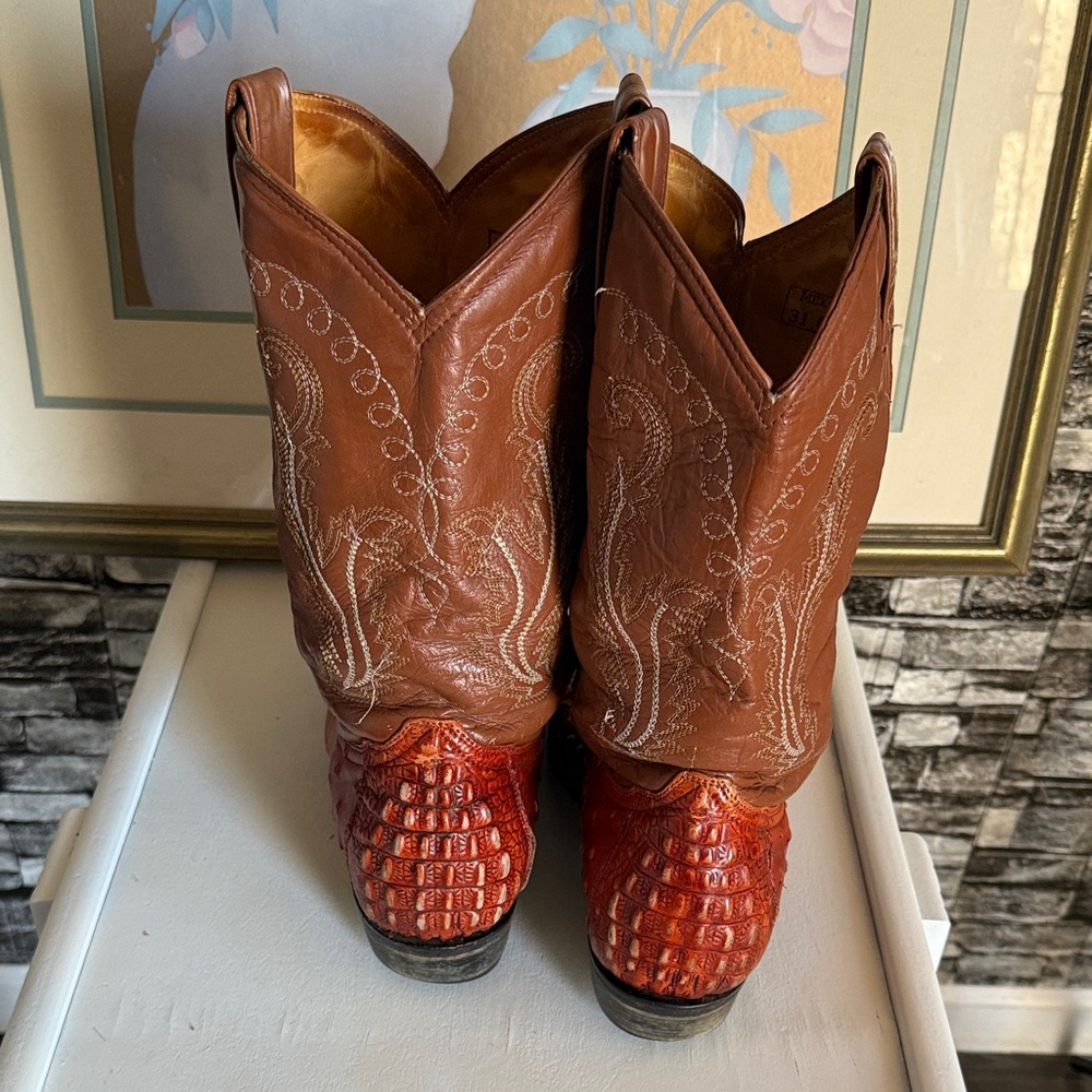 Roger Crocodile two tone brown Pointed Western Boots - Picture 3 of 7